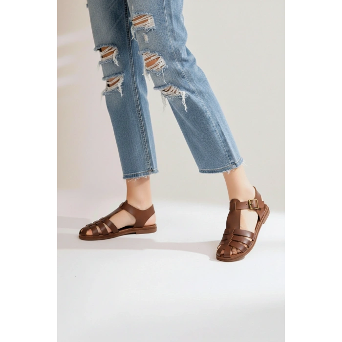 Mera Kadın Dört Bantlı Ayarlanabilir Bodrum Tipi Rahat Sandalet