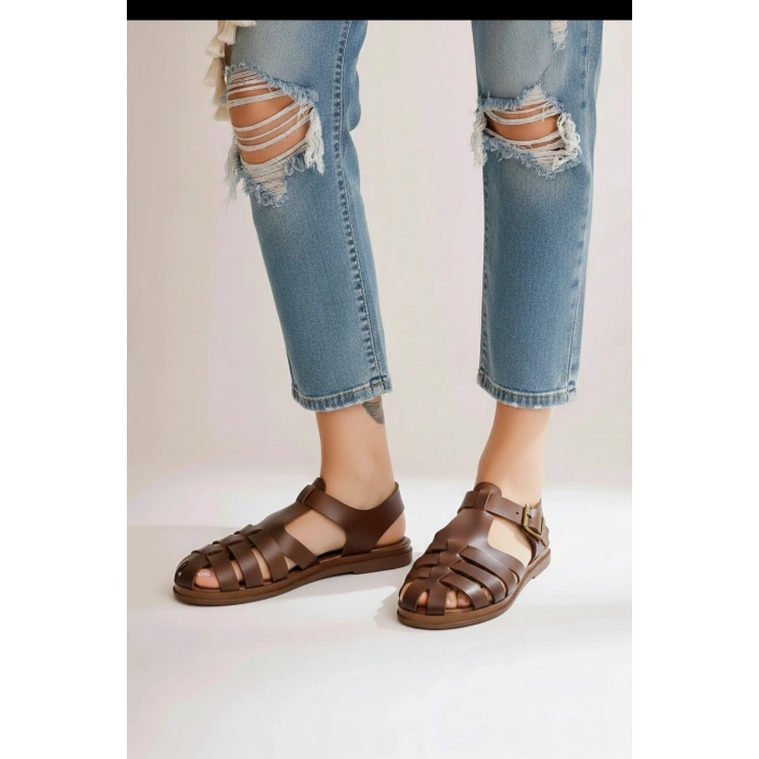 Mera Kadın Dört Bantlı Ayarlanabilir Bodrum Tipi Rahat Sandalet