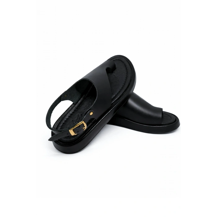 Larina Kadın Hakiki Deri Parmak Arası Düz Günlük Konforlu Sandalet