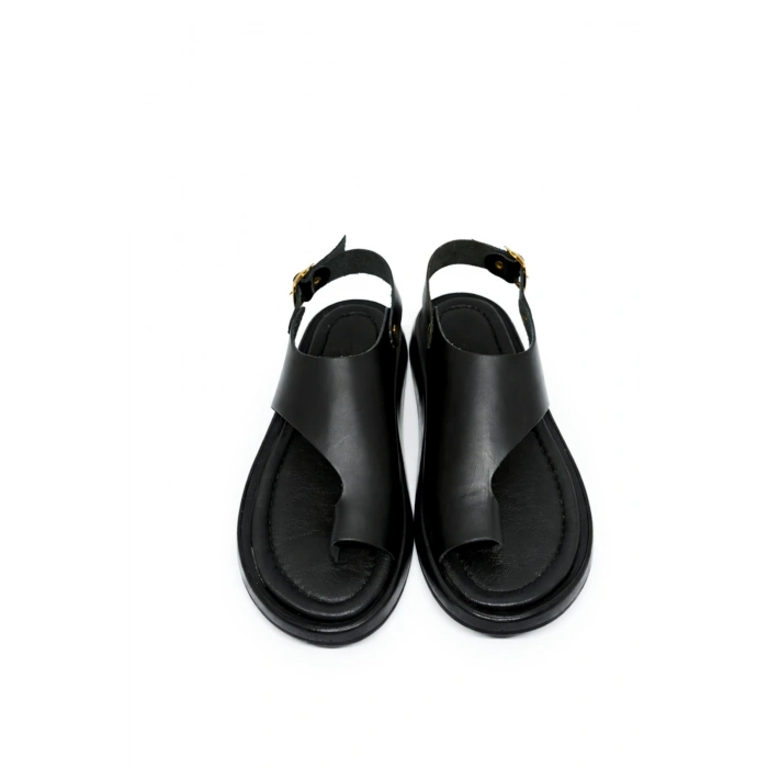 Larina Kadın Hakiki Deri Parmak Arası Düz Günlük Konforlu Sandalet