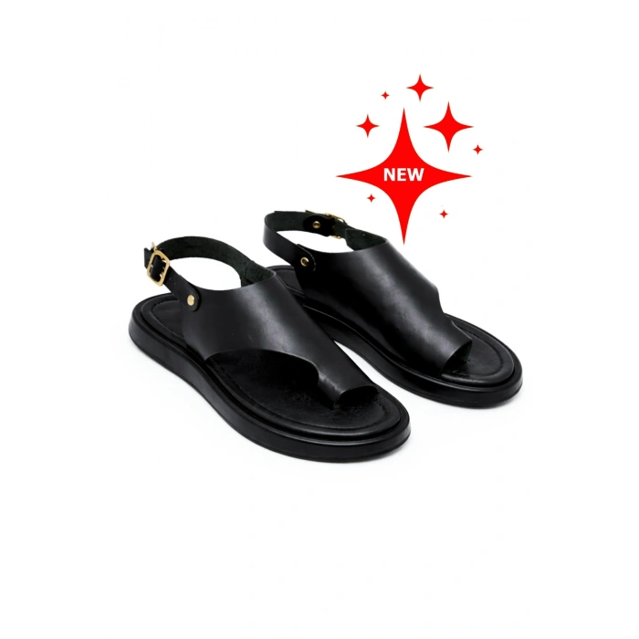 Larina Kadın Hakiki Deri Parmak Arası Düz Günlük Konforlu Sandalet