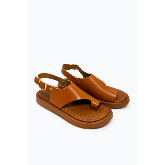 Larina Kadın Hakiki Deri Parmak Arası Düz Günlük Konforlu Sandalet