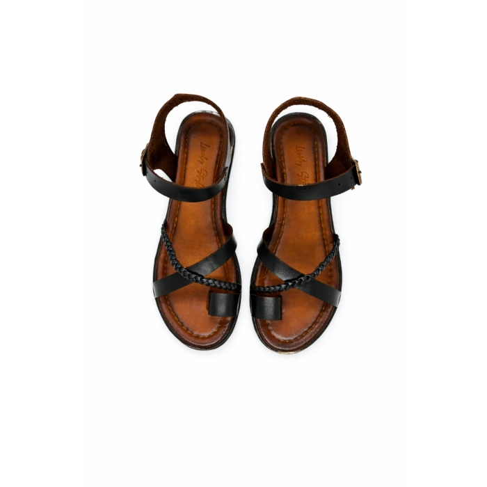 Hemera Örgü Detaylı Düz Rahat Bodrum Tipi Sandalet