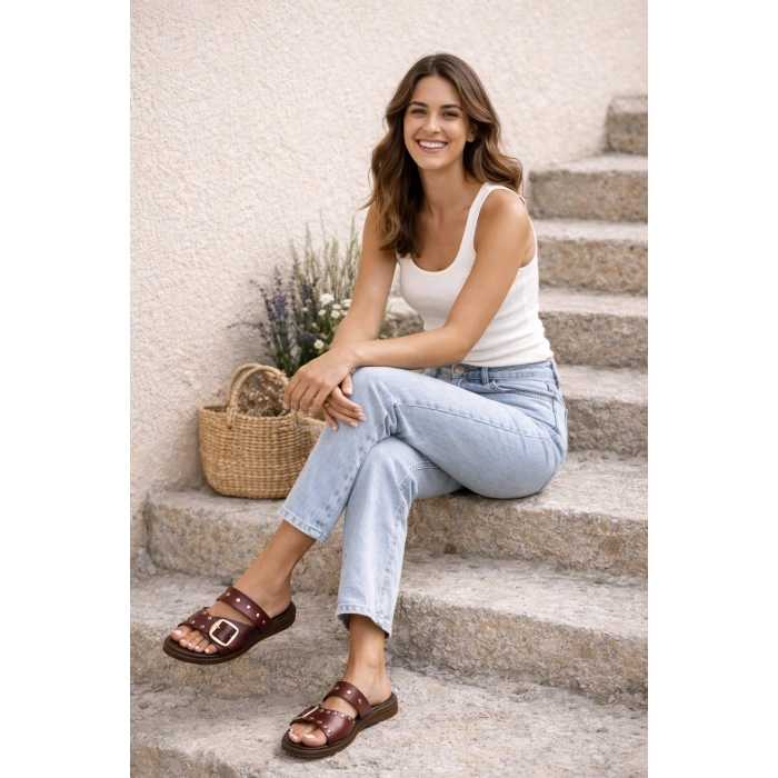 Leda Kadın Trok Detaylı Kaymaz Taban Şık Rahat Terlik