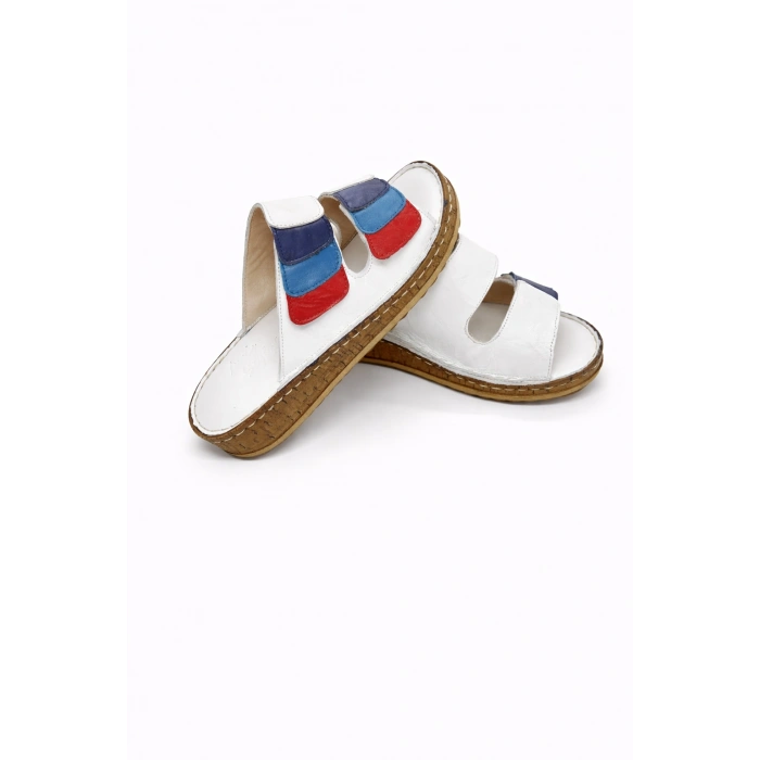 Lily Kadın Hakiki Deri Bohem Tarz Rahat Mantar Taban Renkli Terlik