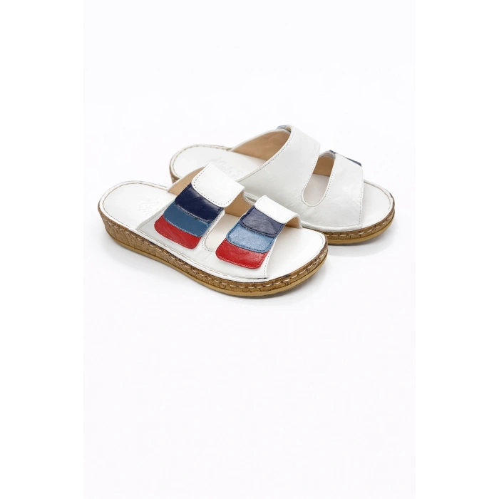 Lily Kadın Hakiki Deri Bohem Tarz Rahat Mantar Taban Renkli Terlik