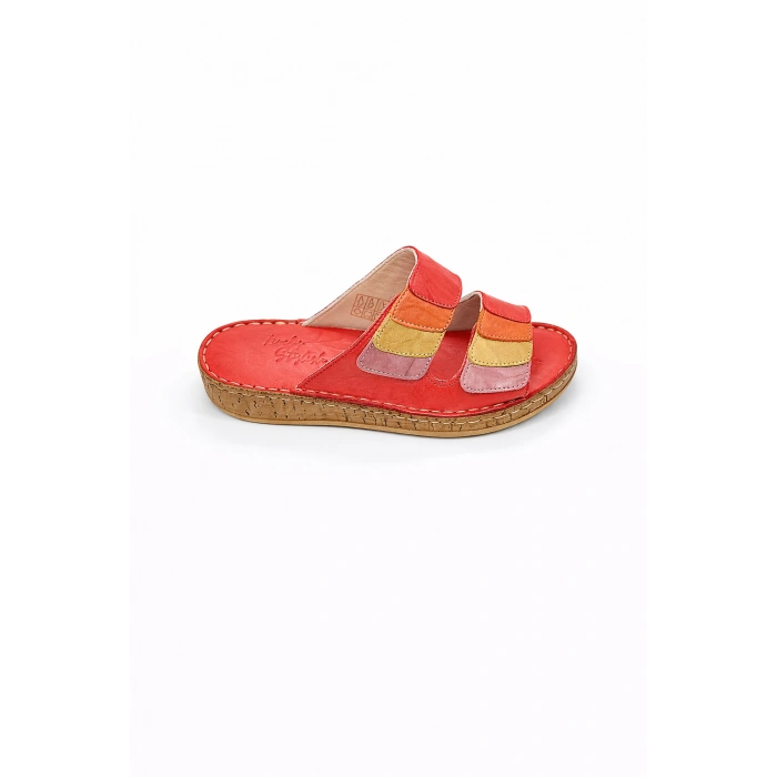 Lily Kadın Hakiki Deri Bohem Tarz Rahat Mantar Taban Renkli Terlik