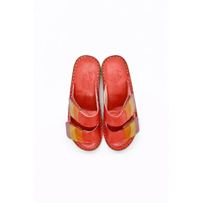 Lily Kadın Hakiki Deri Bohem Tarz Rahat Mantar Taban Renkli Terlik