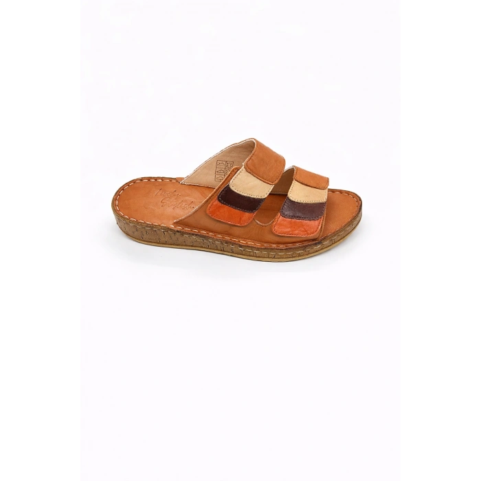 Lily Kadın Hakiki Deri Bohem Tarz Rahat Mantar Taban Renkli Terlik