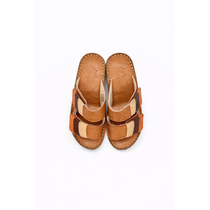 Lily Kadın Hakiki Deri Bohem Tarz Rahat Mantar Taban Renkli Terlik