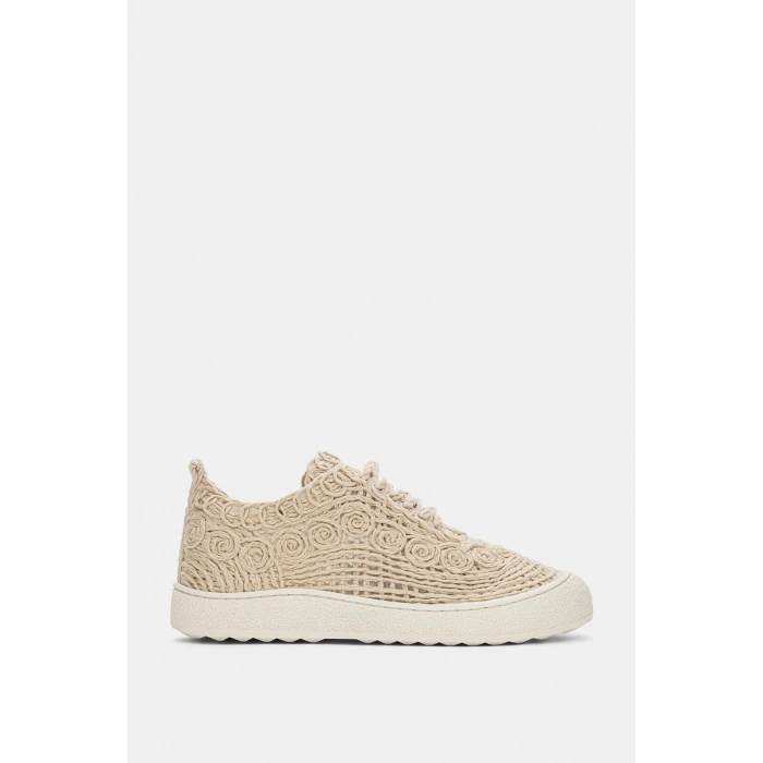 Adara Taba Hasır ve Dantel Örgülü Bağcıklı Rahat Taban Günlük Ayakkabı