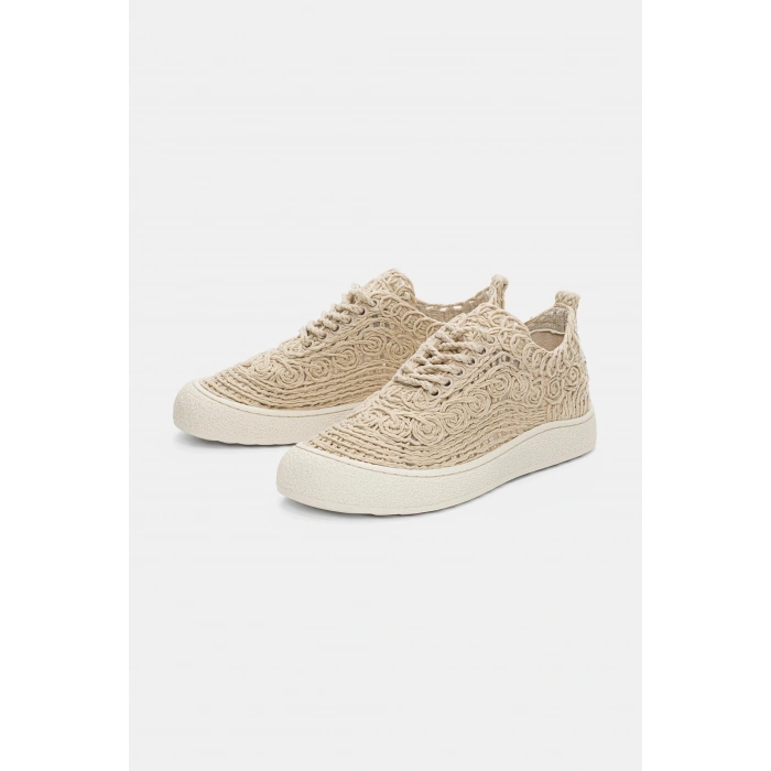 Adara Taba Hasır ve Dantel Örgülü Bağcıklı Rahat Taban Günlük Ayakkabı