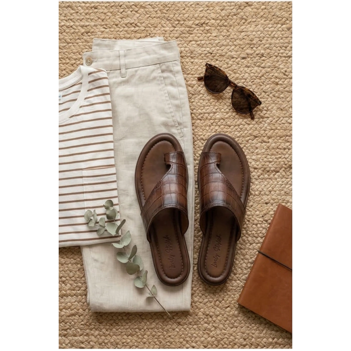 Angela Krokodil Desenli Parmak Arası Terlik