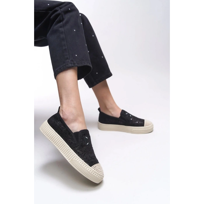 Renda Siyah Dantelli Rahat Taban Günlük Ayakkabı