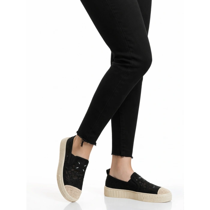 Renda Siyah Dantelli Rahat Taban Günlük Ayakkabı