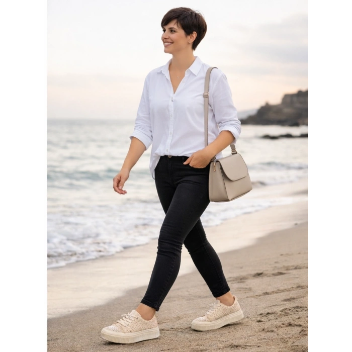 Lacy Ten Dantelli Taşlı Rahat Taban Günlük Ayakkabı