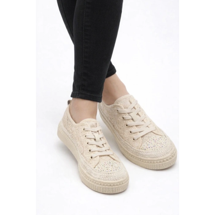 Lacy Ten Dantelli Taşlı Rahat Taban Günlük Ayakkabı