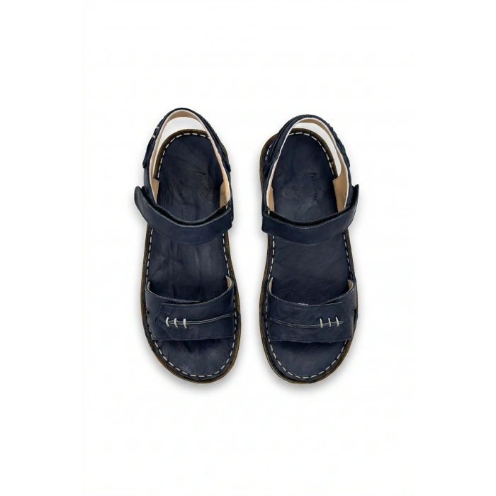 Agna Kadın Hakiki Deri Rahat Mantar Taban Ayarlanabilir Bantlı Sandalet