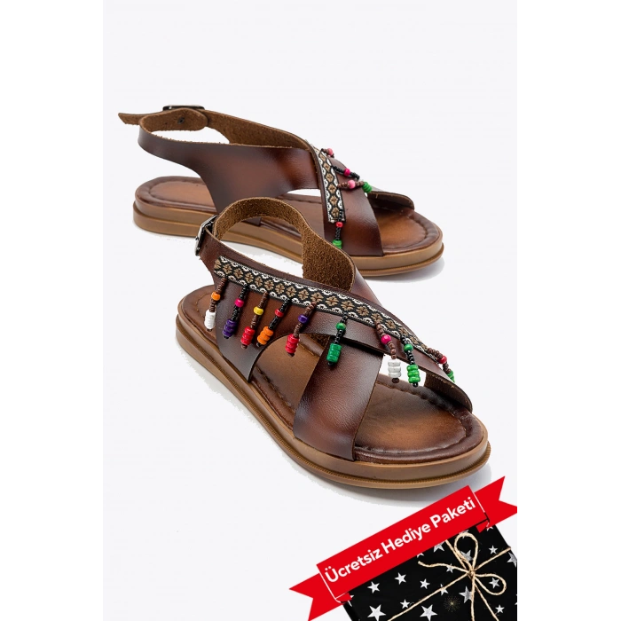 Saver Düz Çapraz Bant Bodrum Sandalet