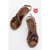 Saver Düz Çapraz Bant Bodrum Sandalet