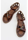 Sia Kafesli Boncuklu Bodrum Sandalet