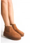 Reneta İçi Kürklü Kalın Taban Yandan Lastikli Rahat Kadın Bot
