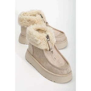 Silva Önden Fermuarlı Kürk Astarlı Kalın Taban Rahat Kadın Bot