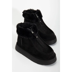 Silva Önden Fermuarlı Kürk Astarlı Kalın Taban Rahat Kadın Bot