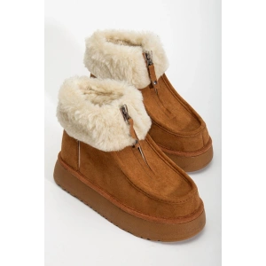 Silva Önden Fermuarlı Kürk Astarlı Kalın Taban Rahat Kadın Bot