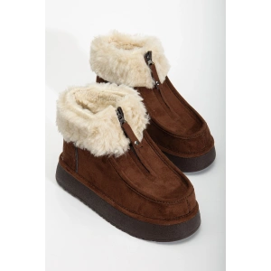 Silva Önden Fermuarlı Kürk Astarlı Kalın Taban Rahat Kadın Bot