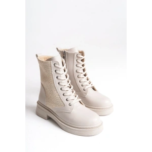 Pelda Kadın Bağcıklı Örgü Detaylı Fermuarlı Günlük Postal Bot