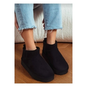 Andra Siyah Kadın Kalın Taban Süet İçi Kürklü Rahat Günlük Bot