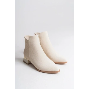 Ilena Metal Topuk ve Doku Detaylı Fermuarlı Şık Kadın Bot