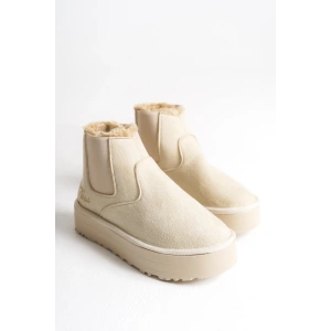 Reneta İçi Kürklü Kalın Taban Yandan Lastikli Rahat Kadın Bot