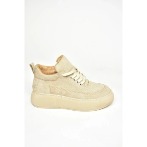 Nadia Bağcıklı Kalın Tabanlı Kürklü Oval Burunlu Rahat Hafif Kadın Bot