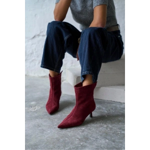 Trisha Sivri Burun Topuklu Sade Şık Kadın Kısa Süet Bot