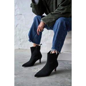 Trisha Sivri Burun Topuklu Sade Şık Kadın Kısa Süet Bot