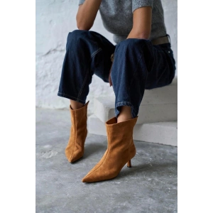 Trisha Sivri Burun Topuklu Sade Şık Kadın Kısa Süet Bot