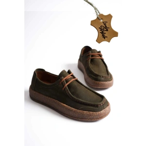 Vita Hakiki Deri Nubuk Comfort Taban Bağcıklı Günlük Kadın Ayakkabı Elde Yapım