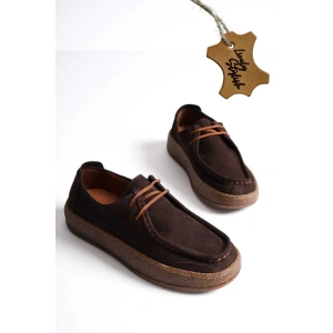 Vita Hakiki Deri Nubuk Comfort Taban Bağcıklı Günlük Ayakkabı Elde Yapım