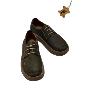 Dora Hakiki Deri Nubuk Comfort Taban Bağcıklı Günlük Kadın Ayakkabı Elde Yapım