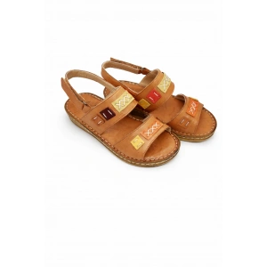 Crina Kadın Hakiki Deri Renkli Şık Tasarım Konforlu Ayarlanabilir Bantlı Sandalet