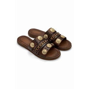 Leoni Kadın Taba Aksesuar Detaylı Rahat Kaymaz Taban Şık Terlik