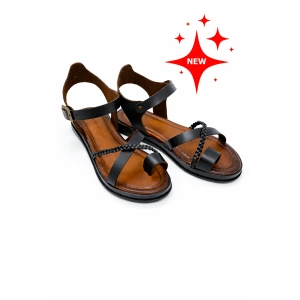 Hemera Örgü Detaylı Düz Rahat Bodrum Tipi Sandalet