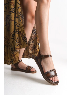 Zarina Örgü Detaylı Düz Rahat Bodrum Sandalet