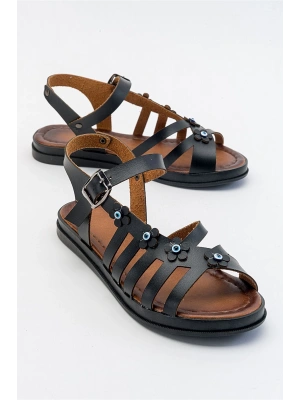 Janet Deri Detaylı Kafesli Bodrum Sandalet