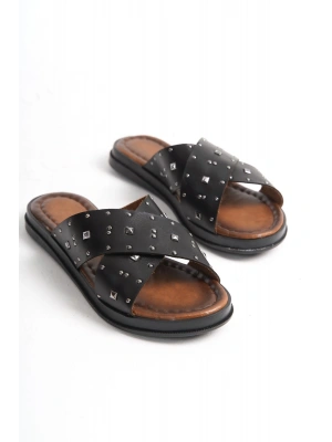 Mia Deri Çapraz Troklu Terlik