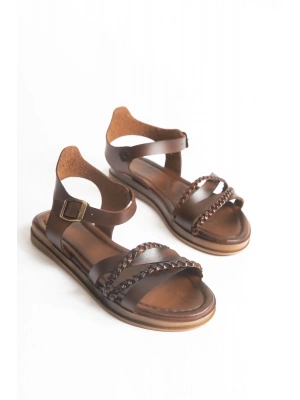 Raisa Çift Örgü Detaylı Düz Rahat Bodrum Sandalet