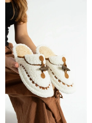 Nelly Düğmeli Detaylı Havlu Kadın Ev Terliği