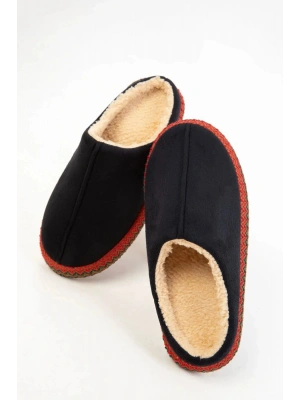 Kadın İçi Kürklü Hasır Şerit Detaylı Rahat Sessiz Ev Terliği